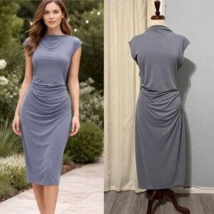 Old Navy Dusty Blue Cap-Sleeve Midi Dress